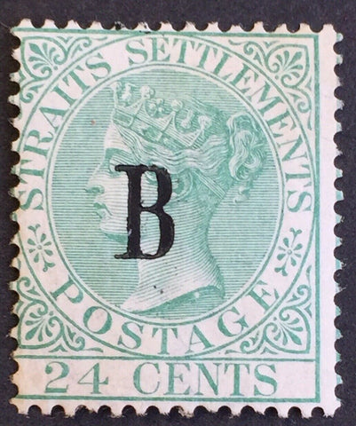 Thailand, British P.O. in Siam B on Straits Settlements 24c Green SG 9 Mint
