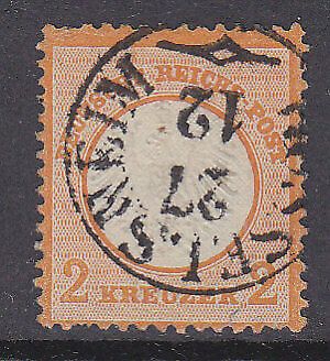 Germany SG 10 1872 2k orange Michel 15 slight fault. Used
