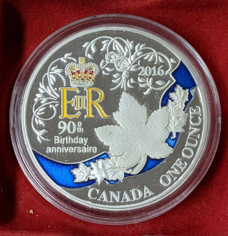 Canada Queen Elizabeth 90th Birthday Coloured Silver Coin