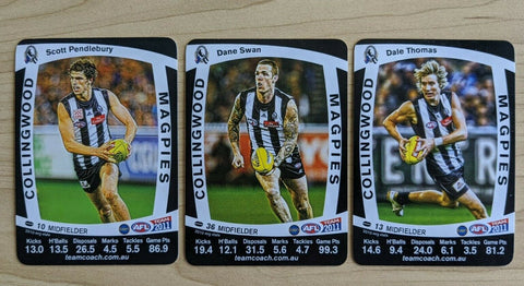 2011 Teamcoach LIMITED ULTRA RARE BLACK SAMPLE COLLINGWOOD PRIZE 3 CARD SET