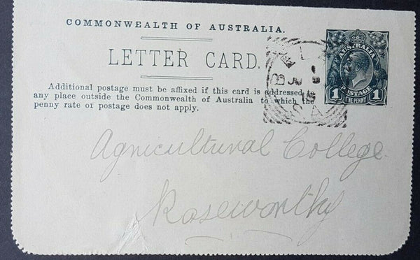 Australia Letter Card 1d KGV Sturt St. Ballarat no sky- trams clock LC 18-127B