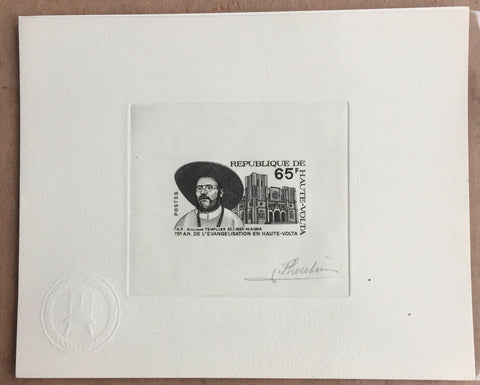 Upper Volta 75th Anniversary of Evangelisation 65f. Artist Signed Die Proof