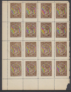 Fiji Pacific Islands 1/- Queen Victoria stamp pane of 16 The Fournier forgery