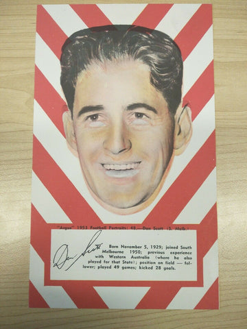 VFL 1953 Argus Football Portraits Don Scott South Melbourne - Double Printed