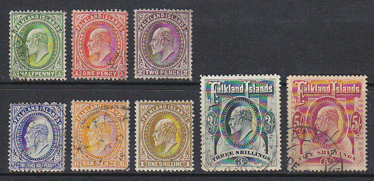 Falkland Islands Falklands KEVII SG 43/50 Set of 8 including 46b Used