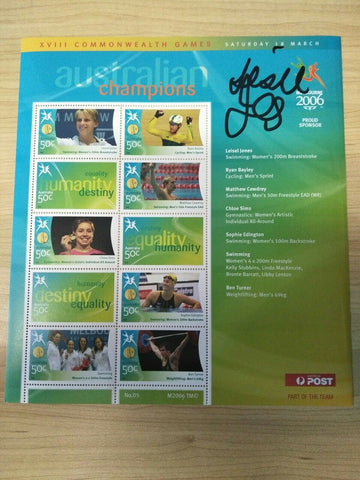 2006 XVIII Commonwealth Games Signed Stamp Sheet - Leisel Jones