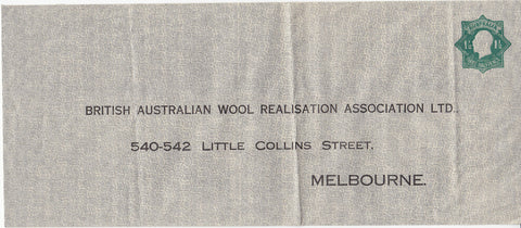 Australia Embossed Envelope1½d KGV PTPO for B A Wool Realisation samples mint