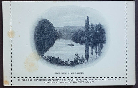 Tasmania Australian States 2d Scenic Letter Card River Derwent view M, toning