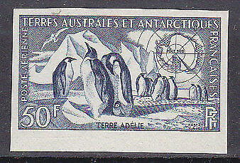 French Antarctic Territory TAAF SG 16 50f Penguins Imperforate Proof MUH