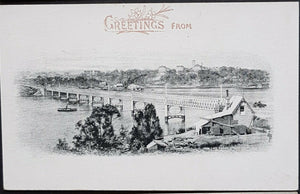 NSW 1d Arms Post Card Greetings Iron Cove Bridge HG 19a M
