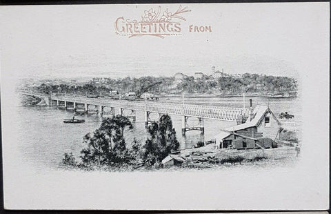 NSW 1d Arms Post Card Greetings Iron Cove Bridge HG 19a M