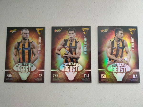 2020 Select Footy Stars Contested Beast Hawthorn Team Set Of 3 Cards