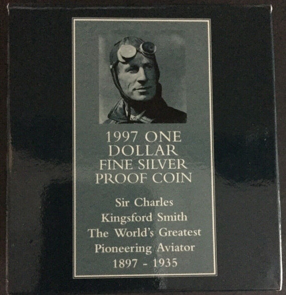 Australia 1997 Royal Australian Mint  $1 Sir Charles Kingsford Smith Silver Proof Coin