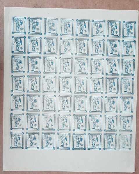 Japanese occupation Burma SG J86c 3c blue Imperf sheet of 56. Printed both sides