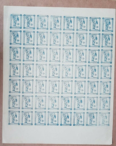 Japanese occupation Burma SG J86c 3c blue Imperf sheet of 56. Printed both sides