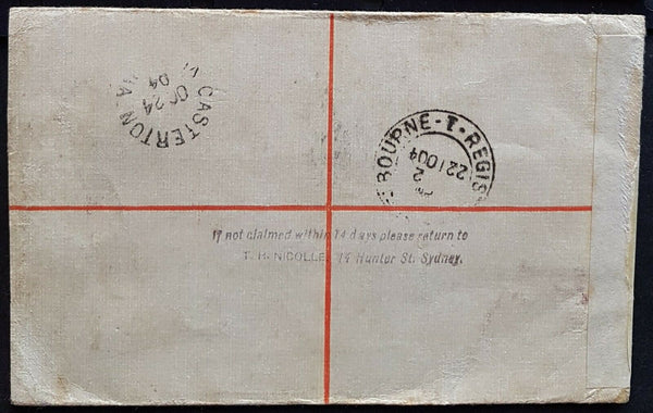 NSW - 4d Captain Cook on Registered Envelope HG14 stamp dealer mail to Casterton