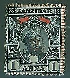 Zanzibar SG 88 2½d on 1a indigo and red MH