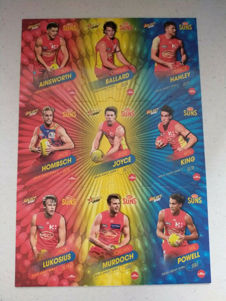 2020 Select Footy Stars Jigsaw Puzzle GC Suns Team Set Of 9 Cards