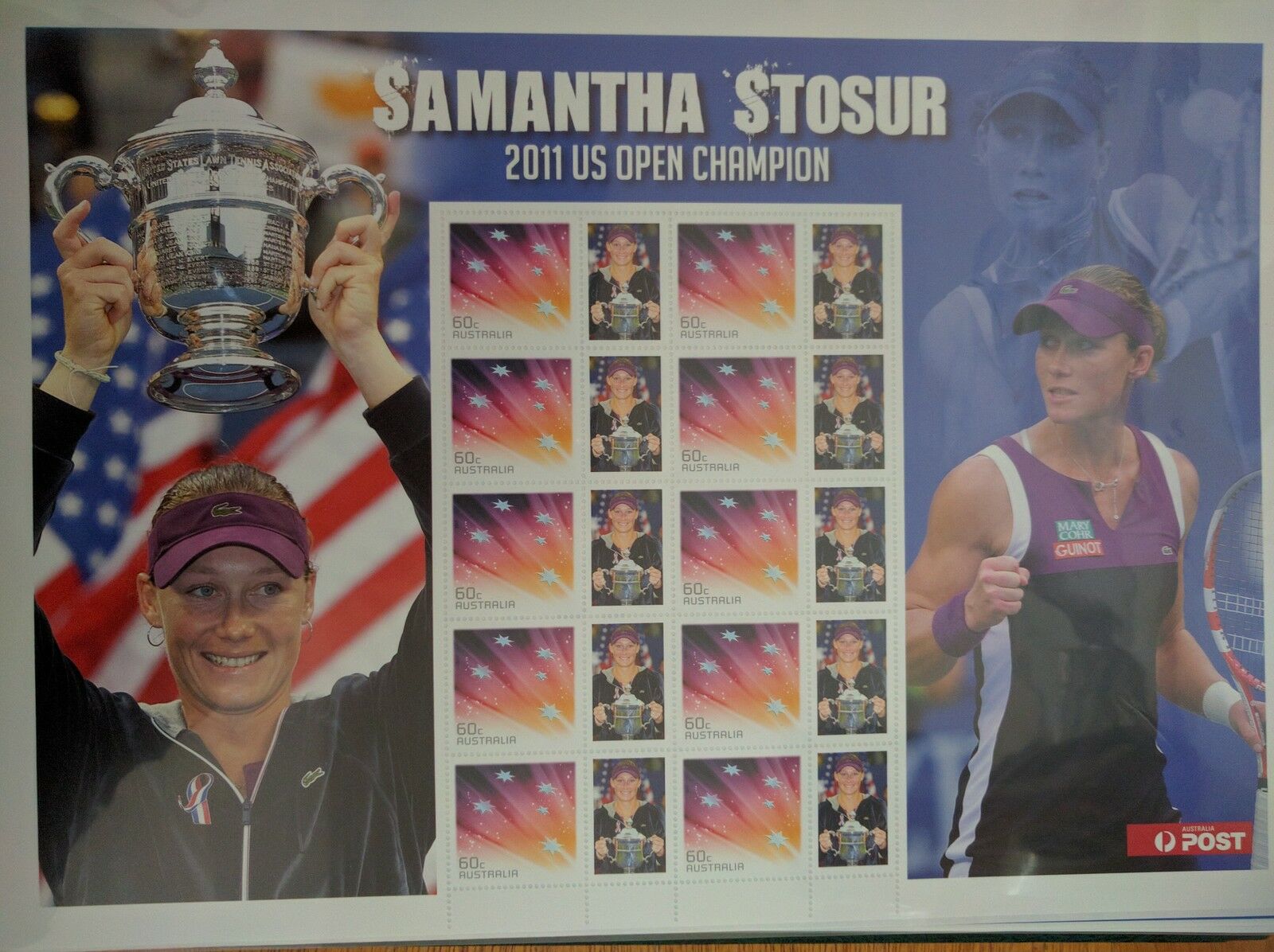 Australia 60c SES Souvenir Sheet - 2011 US Open Tennis Champion Samantha Stosur