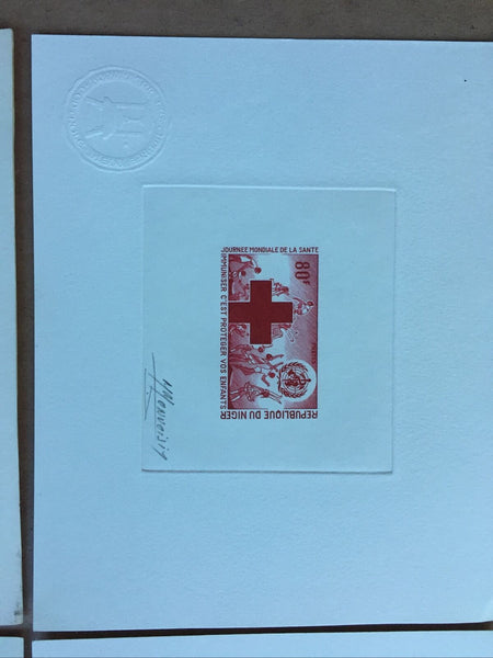 Niger 80f. Red Cross Artist Signed Die Proof 4 Different Colours SG679