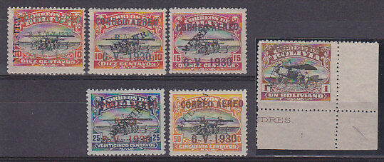 Bolivia Latin America SG 228/35 Air set of 6 optd Specimen MUH