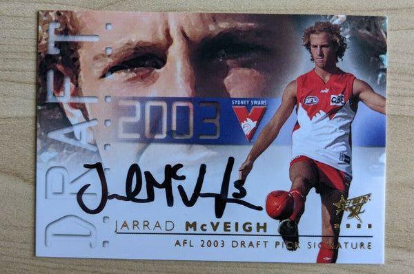 2003 AFL Select XL Draft Pick Signature DS5 Jarrad McVeigh Sydney 320/563