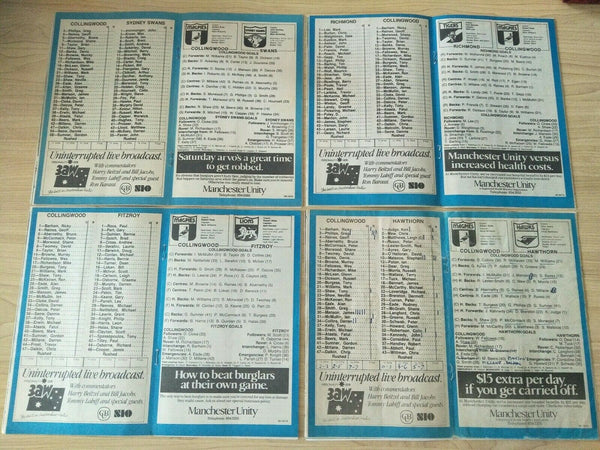 Lot Of 1985 VFL Football Records Collingwood Games x 22