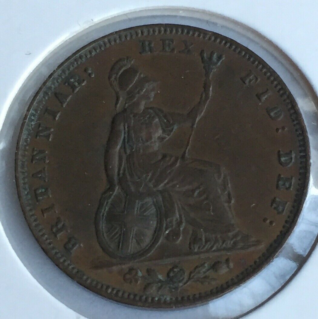 UK Great Britain King William IV 1834 Farthing Coin Very Fine