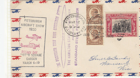 USA Rotary Club Airmail cover for Pittsburgh Aircraft Show, March 6-15 1930