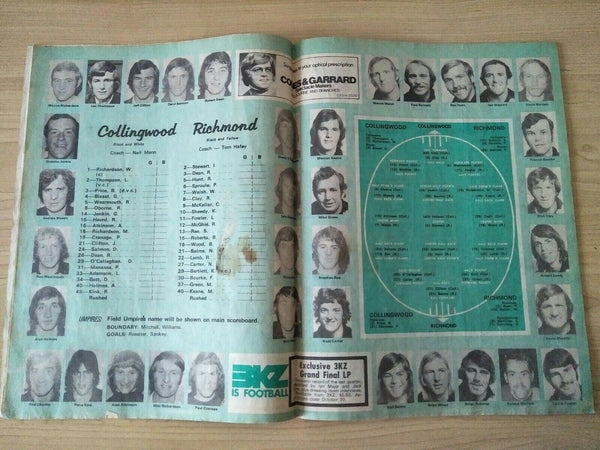 VFL 1973 Preliminary Final Football Record Collingwood v Richmond