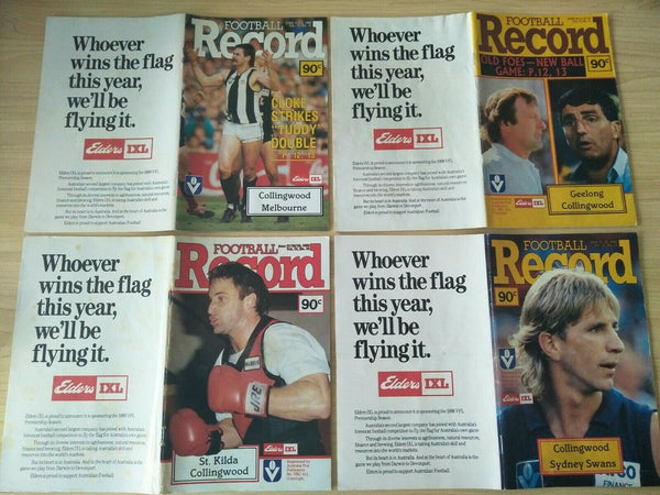 Lot Of 1988 VFL Football Records Collingwood Games x 21