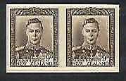 NZ New Zealand SG 685 KGVI  9d purple-brown Imperforate Plate Proof in pair MUH