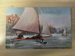 British Tuck's Vintage Siberia Ice Yachting On Lake Baikal Ship Postcard