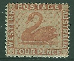 WA Western Australia Australian States SG 105 4d red-brown Swan bird MLH