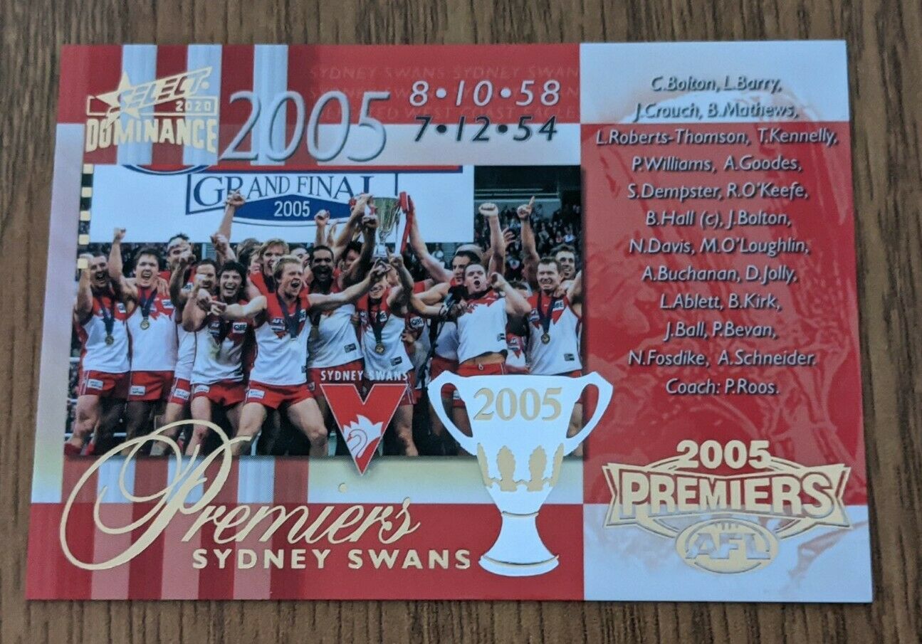 2020 Select Dominance 2005  Sydney Premiership Commemorative Low Number 006/275