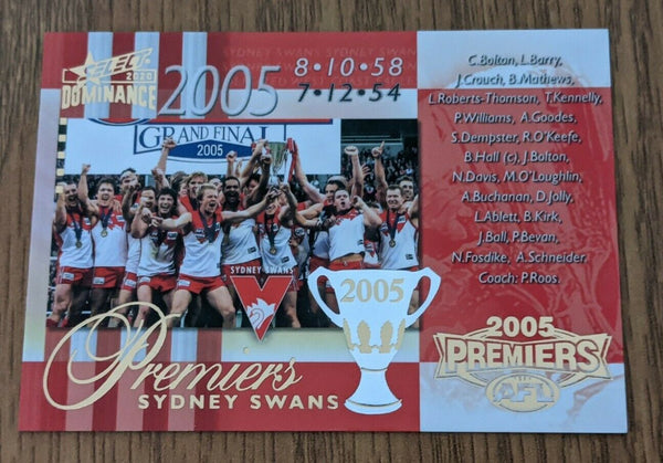 2020 Select Dominance 2005  Sydney Premiership Commemorative Low Number 006/275