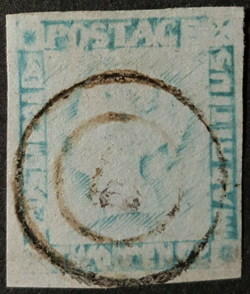 Mauritius 2d Post Paid Grey Blue QV SG 25 expertly repaired faults used