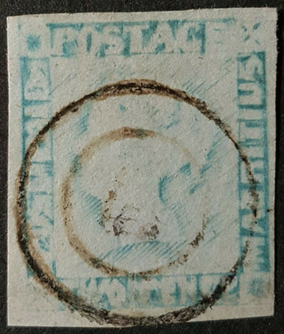 Mauritius 2d Post Paid Grey Blue QV SG 25 expertly repaired faults used