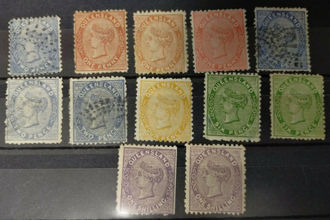 Queensland Australian States 1879 Watermark 1d, 2d, 4d, 6d and 1/- SG134-145 M