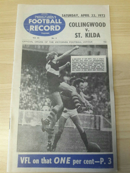 VFL 1972 Record April 22 Collingwood v St kilda