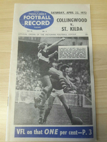 VFL 1972 Record April 22 Collingwood v St kilda