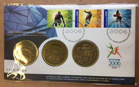 Australia 2006 Commonwealth Games Limited Issue 3 Medallions PNC