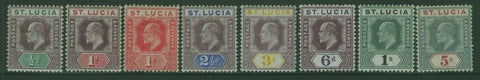 St Lucia West Indies Caribbean KGV SG 64/77 Part set of 8 out of 14 SG 64-77 MH