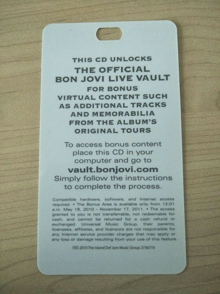 Bon Jovi VIP World Tour Vault Ticket