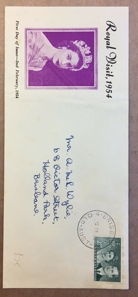 Australia 1954 Royal Visit 2/- on Rare Long Illustrated First Day Cover