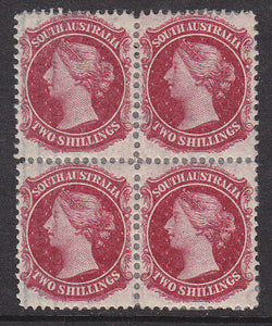 SA Australian States SG 134 2/- large holes block of 4. Margin watermark error