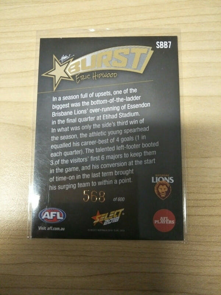 Select 2018 Black Starburst Eric Hipwood Brisbane No. 568/600