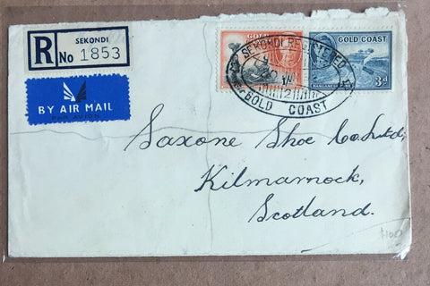 Gold Coast 1951 King George VI Cover Registered Sekondi to Glasgow