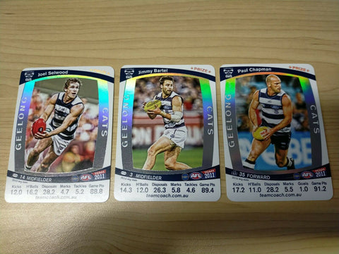 2011 Teamcoach Prize Cards Team Set ERROR CARDS NOT EMBOSSED Geelong