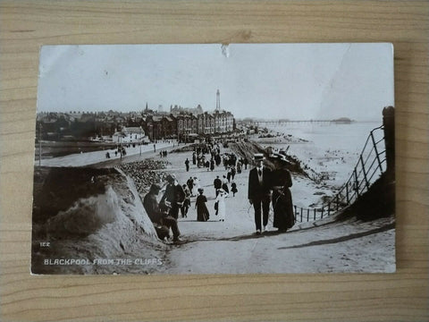 England Vintage Postcard Blackpool From Cliffs Photo Unpaid Postage Due